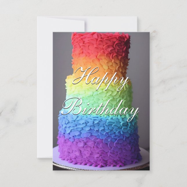 De Remerciements Carte d'anniversaire colorée Rainbow Cake (Devant)