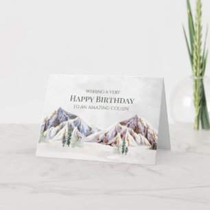 De Remerciements Carte d'anniversaire Cousin Montagne hivernale Rus