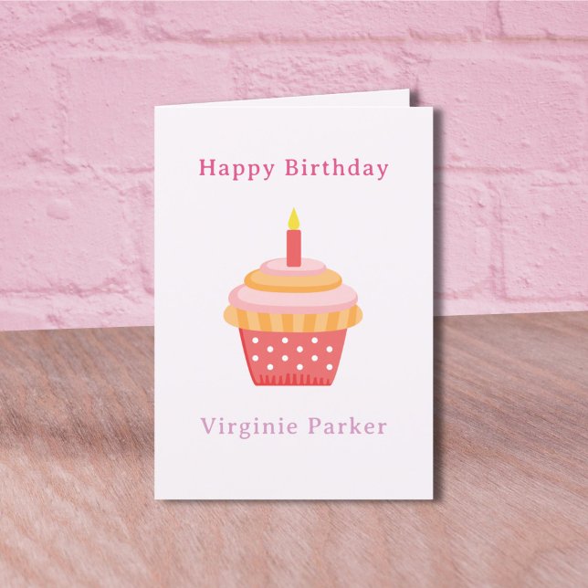 De Remerciements Carte d'anniversaire Cupcake Pink (Cupcake Pink Birthday Card )