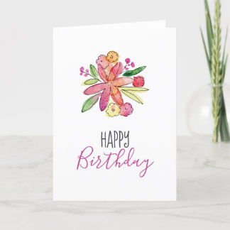 De Remerciements Carte d'anniversaire d'aquarelle florale