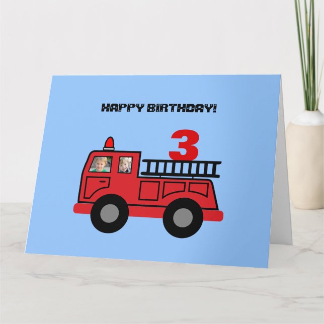De Remerciements Carte d'anniversaire du Camion d'incendie rouge (Devant)