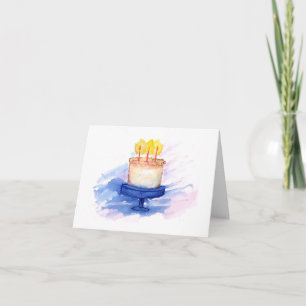 De Remerciements Carte d'anniversaire du gâteau d'aquarelle