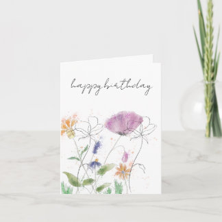 De Remerciements Carte d'anniversaire | Floral Aquarelle