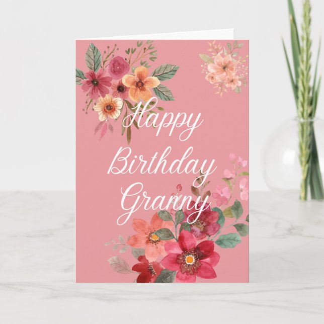 De Remerciements Carte d'anniversaire Floral Granny (Devant)