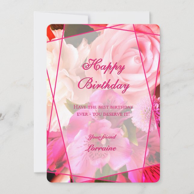 De Remerciements Carte d'anniversaire florale Fuchsia (Devant)