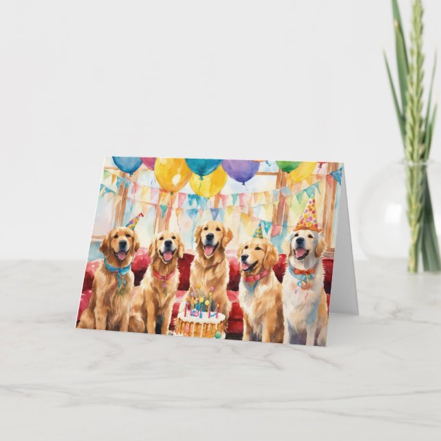 De Remerciements Carte d'anniversaire Golden Retriever Party (Devant)
