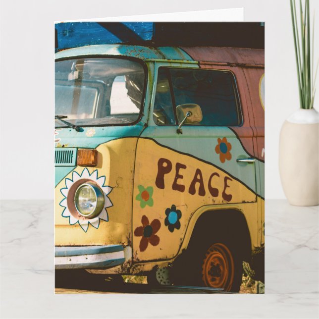 DE REMERCIEMENTS CARTE D'ANNIVERSAIRE HIPPIE VAN (Devant)