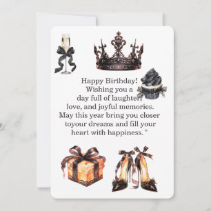 De Remerciements Carte d'anniversaire Luxe Noir et Or pour Elle   É