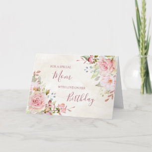 De Remerciements Carte d'anniversaire maman fleurs roses vintage