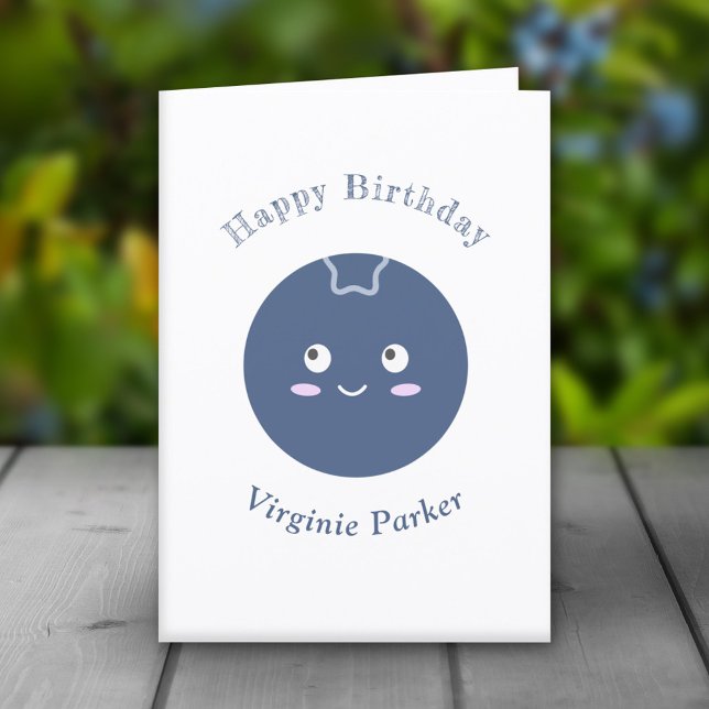 De Remerciements Carte d'anniversaire mignonne aux bleuets (Cute Blueberry Birthday Card )