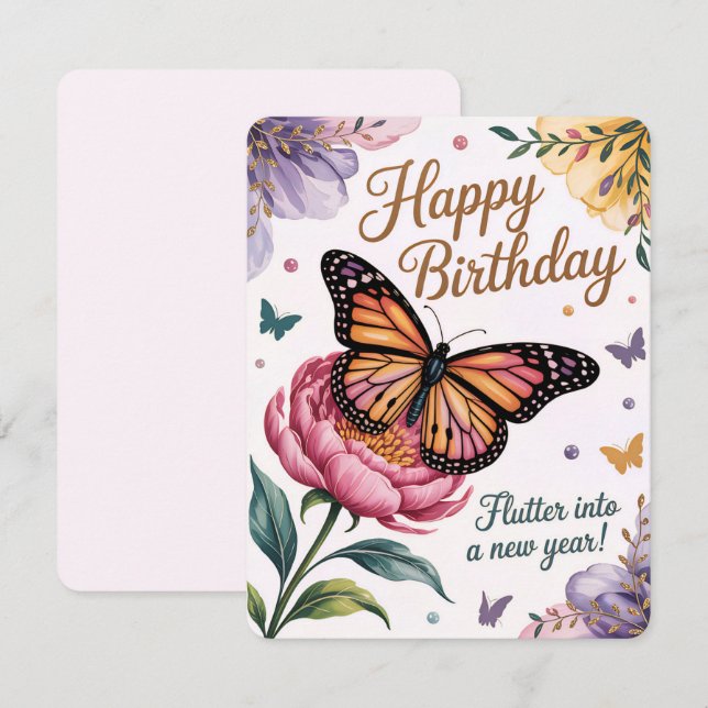 De Remerciements Carte d'anniversaire Papillon (Devant / Derrière)