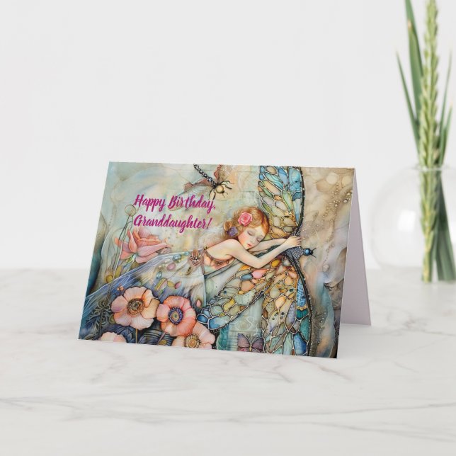 DE REMERCIEMENTS CARTE D'ANNIVERSAIRE PETITE-FILLE LIBELLULE (Devant)