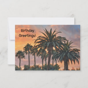 De Remerciements Carte d'anniversaire plat Sunset and Palm Trees