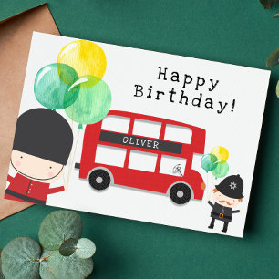 De Remerciements Carte d'anniversaire pour enfants thème Bus London