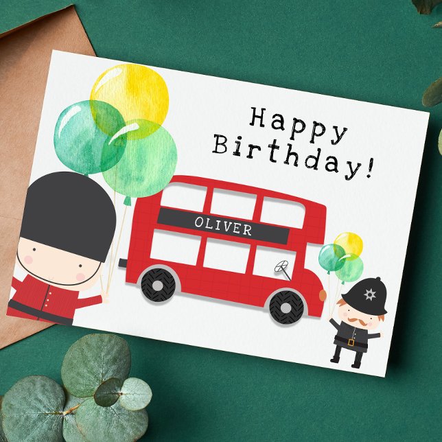 De Remerciements Carte d'anniversaire pour enfants thème Bus London (Créateur téléchargé)