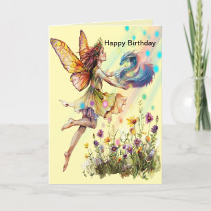 De Remerciements Carte d'anniversaire pour Jeune Fille avec Fée et 