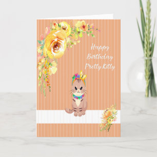 De Remerciements Carte d'anniversaire pour un joli Kitty Orange & J