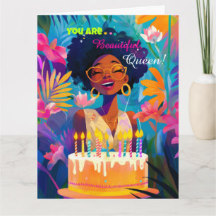 De Remerciements Carte d'anniversaire pour une belle reine noire