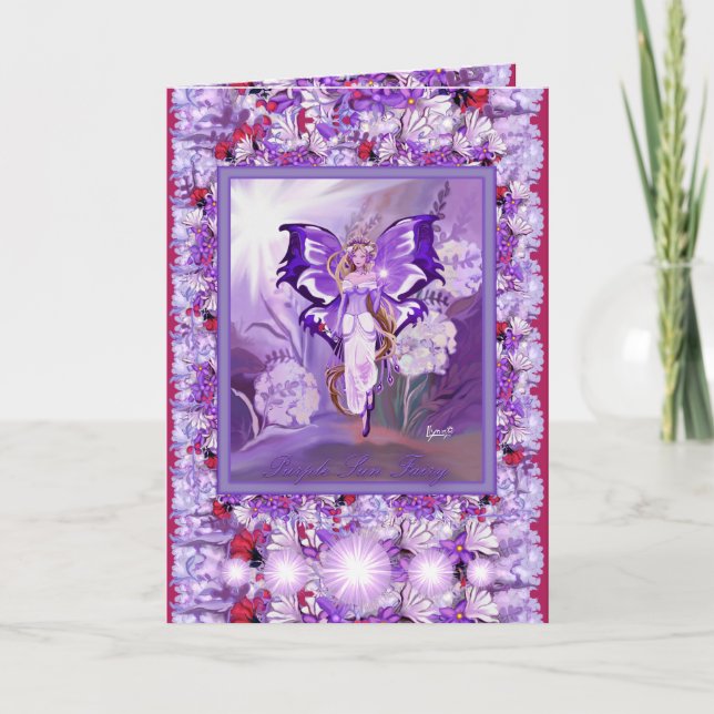 De Remerciements Carte d'anniversaire Purple Sun Fairy (Devant)
