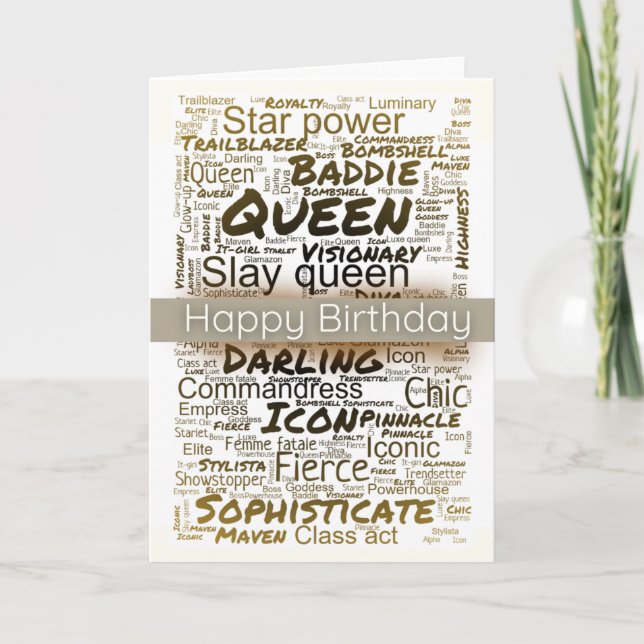 De Remerciements Carte d'anniversaire Queen, Black Birthday Card (Devant)