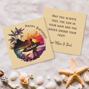 De Remerciements Carte d'anniversaire Rétro Surfeur Plage au Couche