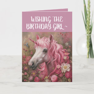 DE REMERCIEMENTS CARTE D'ANNIVERSAIRE ROSE UNICORN