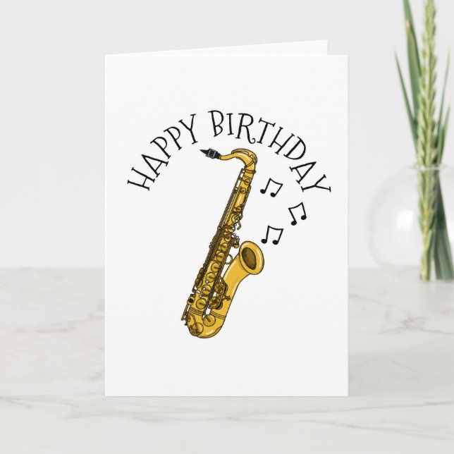De Remerciements Carte d'anniversaire saxophone Saxophoniste Jazz M (Devant)