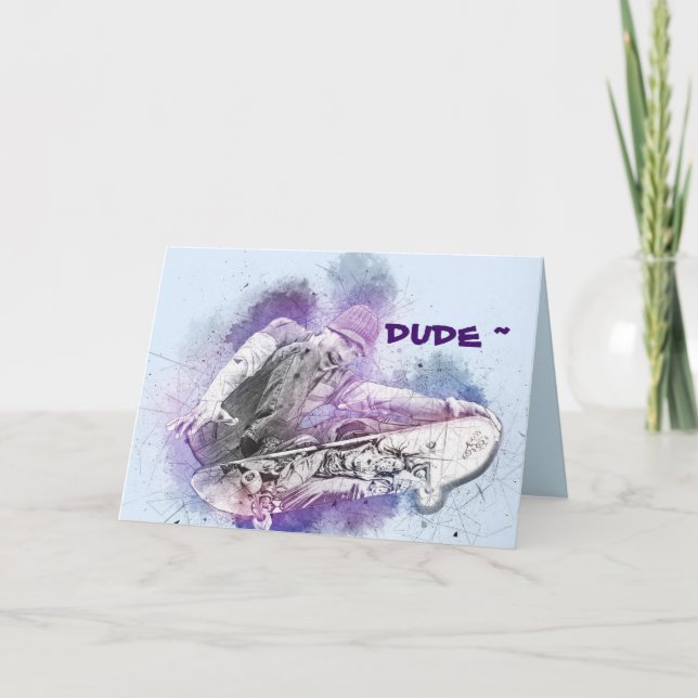 DE REMERCIEMENTS CARTE D'ANNIVERSAIRE SKATEBOARDER (Devant)