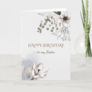 De Remerciements Carte d'anniversaire Soeur Aquarelle Roses