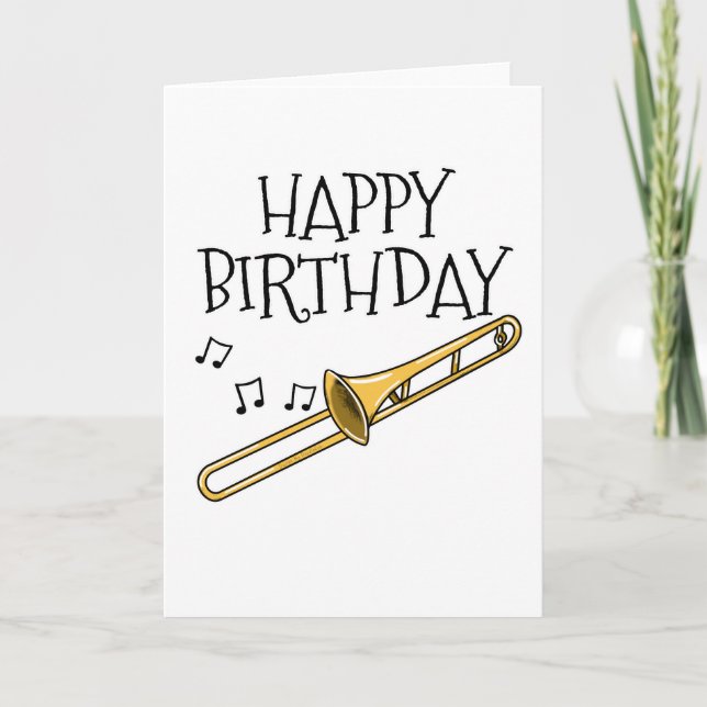 De Remerciements Carte d'anniversaire Trombone Trombonist Brass Mus (Devant)