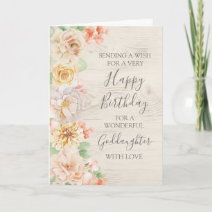 De Remerciements Carte d'anniversaire vintage florale pour filleule