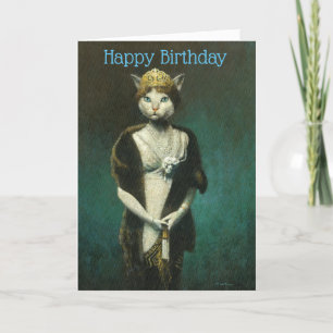 De Remerciements Carte d'Anniversaire Vintage Lady Cat