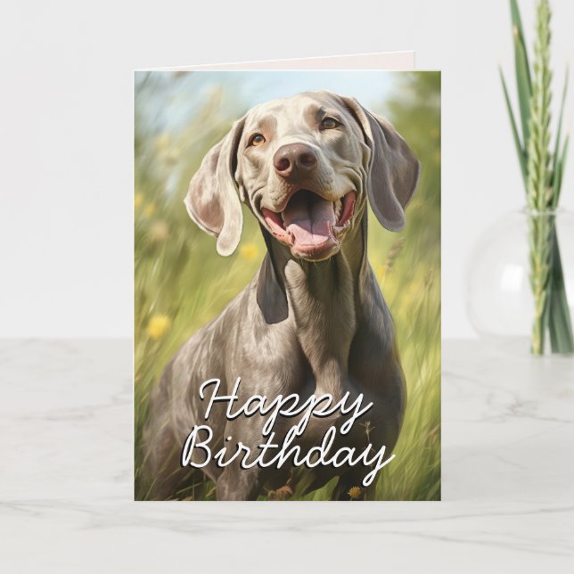 De Remerciements Carte d'anniversaire Weimaraner personnalisée (Devant)
