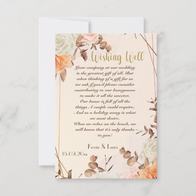 De Remerciements Carte d'automne Symphony Mariage Wishing Well Card (Devant)