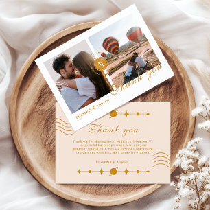 De Remerciements  Carte d'embarquement photo Mariage Cosmique 