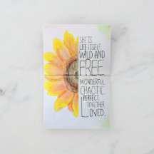 Carte d'encouragement du tournesol à l'aquarelle
