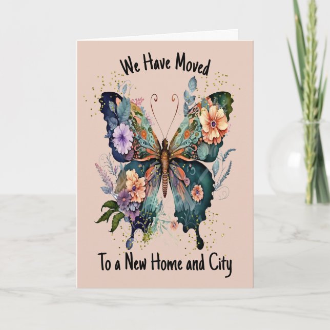 De Remerciements Carte déplacée avec papillon et fleurs (Devant)