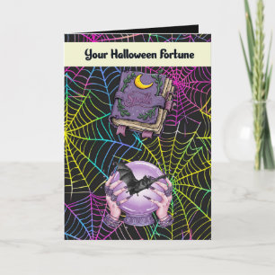 De Remerciements Carte d'Halloween avec Webs colorés et Fortune