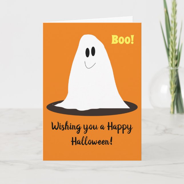 De Remerciements Carte d'Halloween Smiley Ghost Happy (Devant)