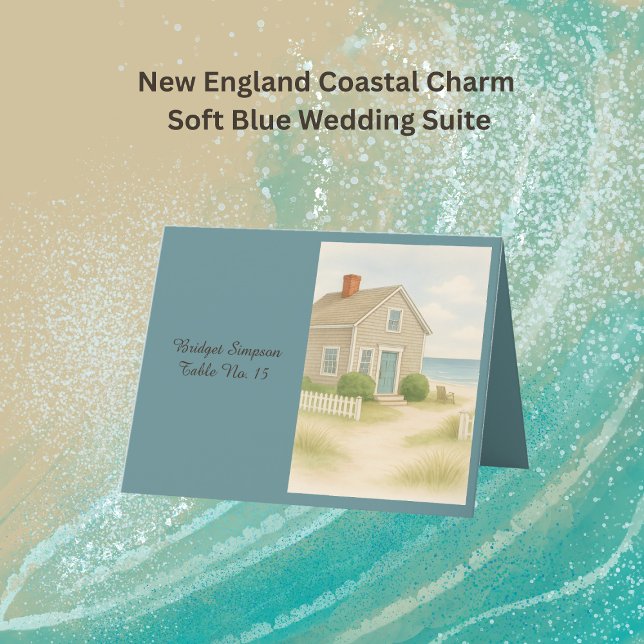 De Remerciements carte d'hôte chic Cape Cod Coastal Soft Blue Maria (Créateur téléchargé)