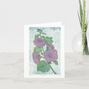De Remerciements Carte d'impression Hollyhock Intaglio + Bois japon