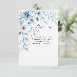 De Remerciements Carte d'Instructions Florale Bleue Élégante inclus