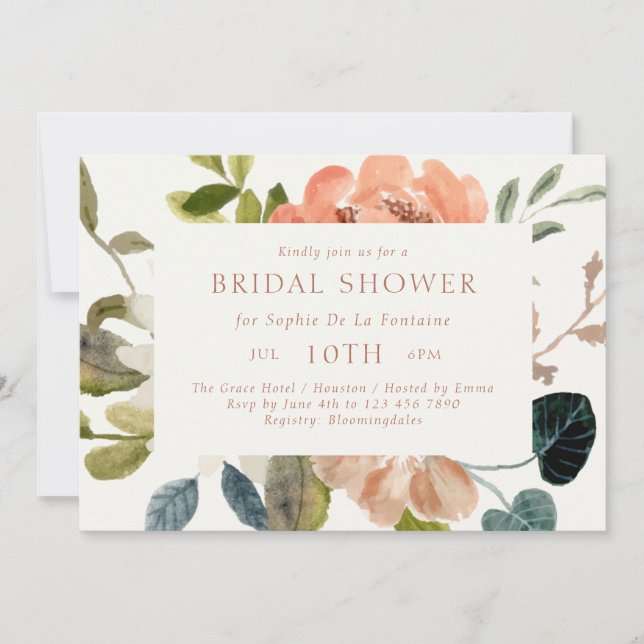 De Remerciements Carte d'invitation à la douche nuptiale Floral Wat (Devant)