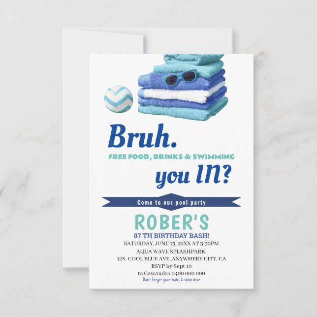 De Remerciements Carte d'invitation d'anniversaire BRUH Boys Blue P (Devant)