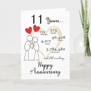 De Remerciements Carte du 11e anniversaire du Mariage avec ballons 