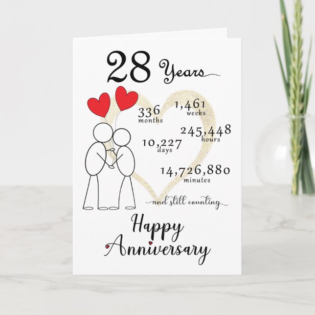 De Remerciements Carte du 28e anniversaire du Mariage avec ballons  (Devant)