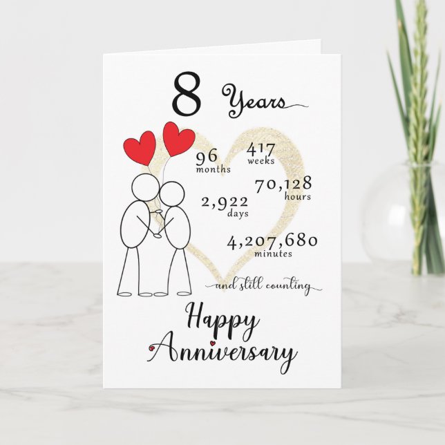 De Remerciements Carte du 8e anniversaire du Mariage avec 2 ballons (Devant)