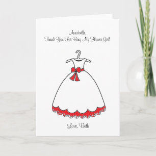 De Remerciements Carte Fille Robe Rouge