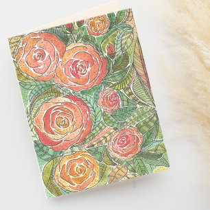 De Remerciements Carte flanc Rose aquarelle