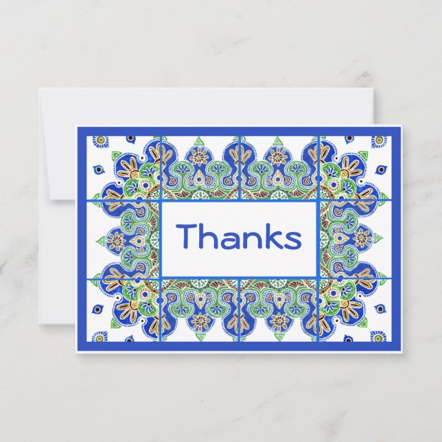 De Remerciements Carte Flat bleu et greenThank You (Devant)